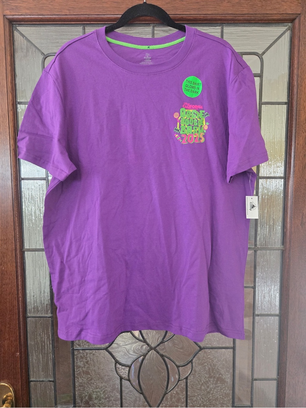 Disney Purple Short Sleeve Tee with Neon Green Graphic